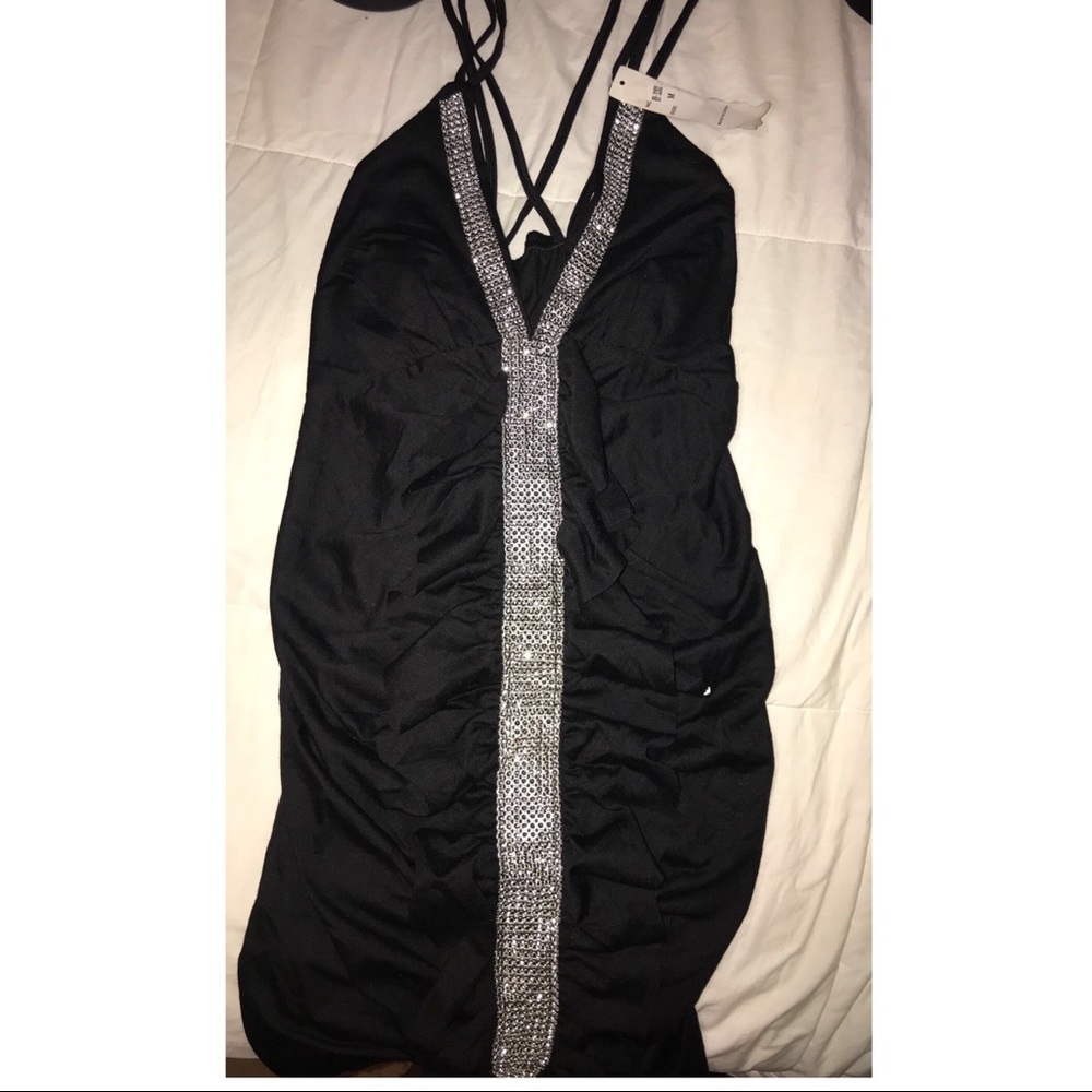 Boutique black dress w/rhinestones